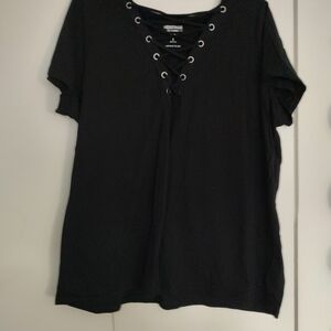 OFFER PLS! Black Lace-Up Women's Top